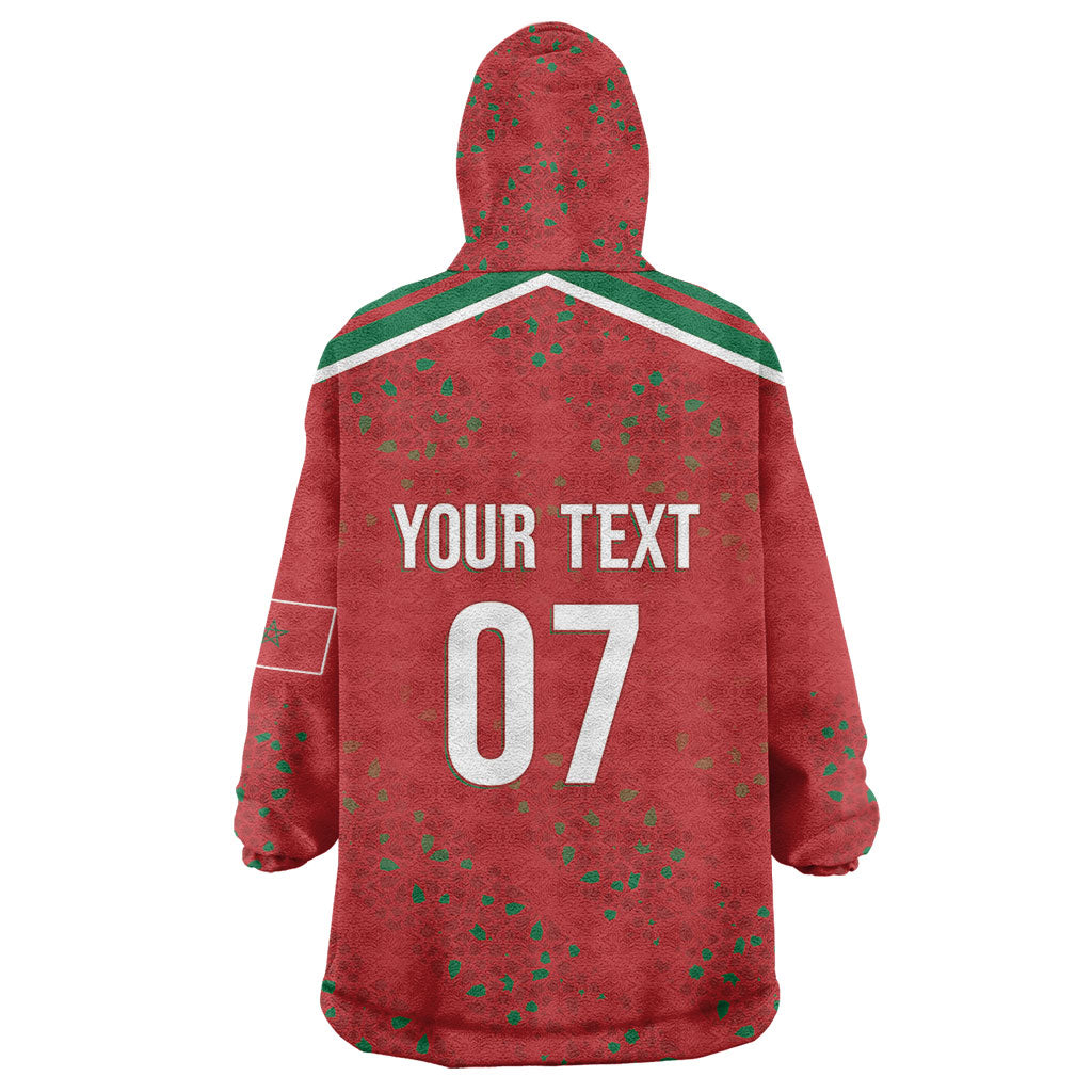Morocco Football Atlas Lionesses Custom Wearable Blanket Hoodie Arabesque Motif