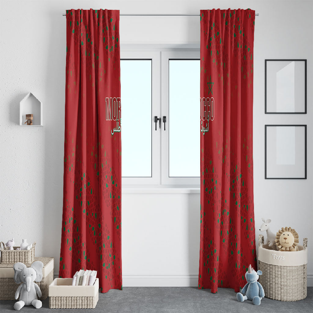 Morocco Football Atlas Lionesses Window Curtain Arabesque Motif