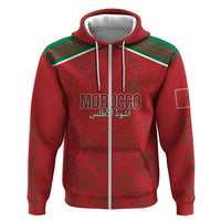 Morocco Football Atlas Lionesses Custom Zip Hoodie Arabesque Motif