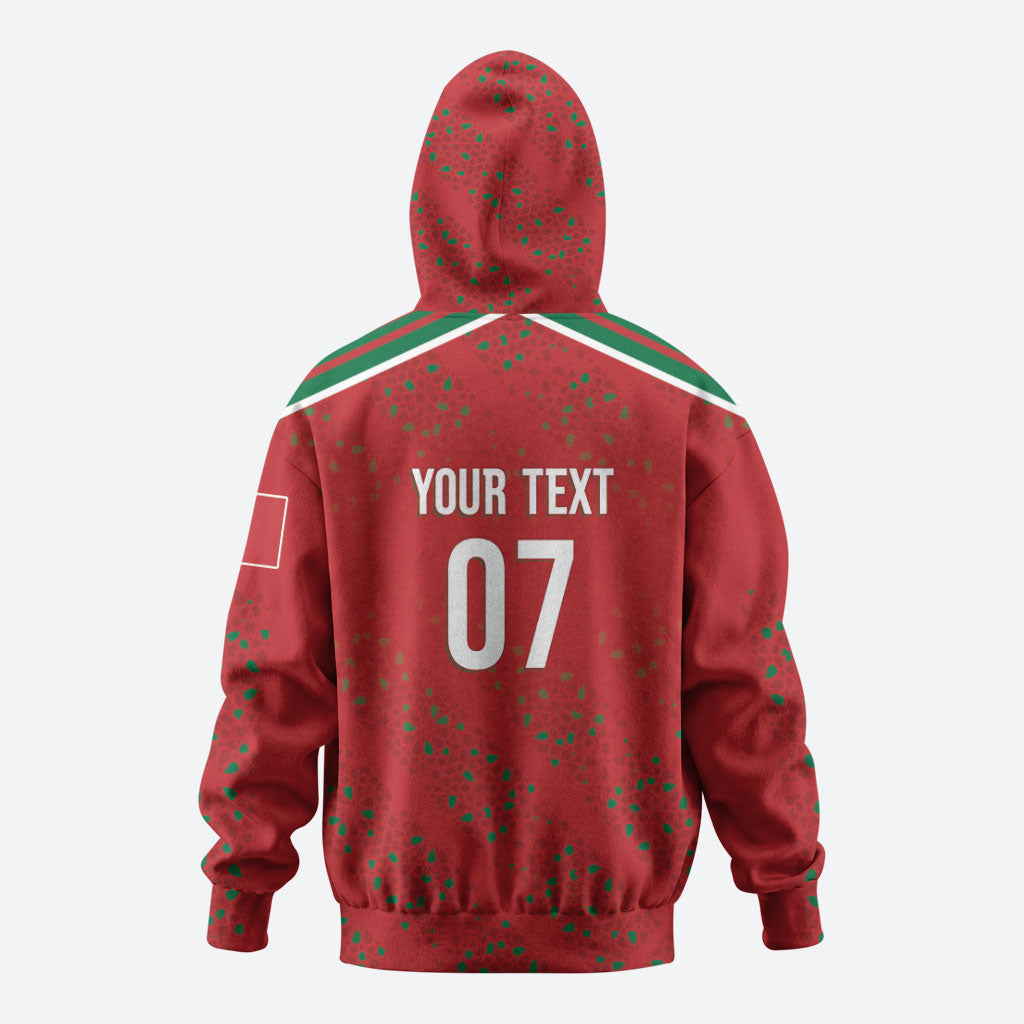 Morocco Football Atlas Lionesses Custom Zip Hoodie Arabesque Motif