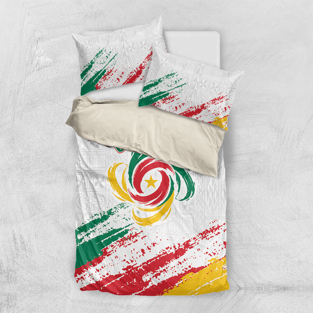 Cameroon Les Lionnes Indomptables Football Bedding Set Toghu Pattern
