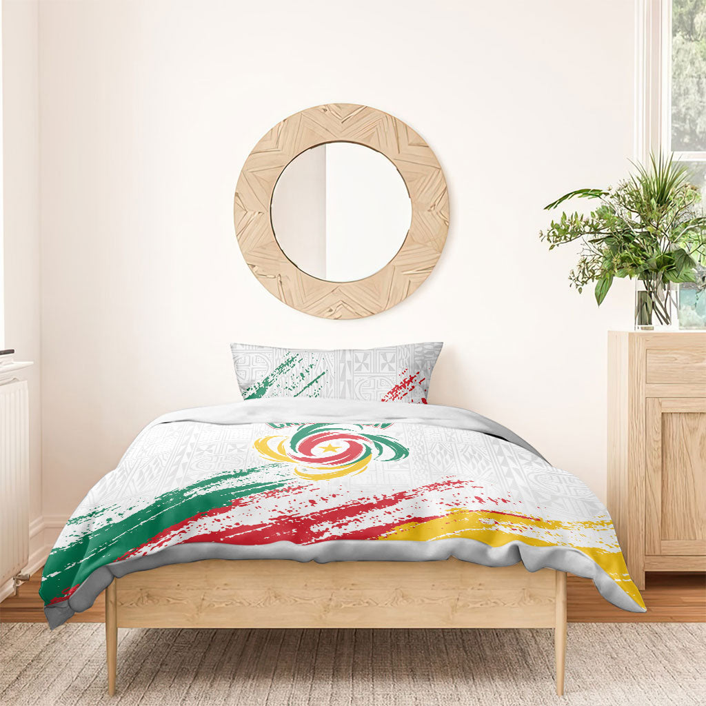 Cameroon Les Lionnes Indomptables Football Bedding Set Toghu Pattern