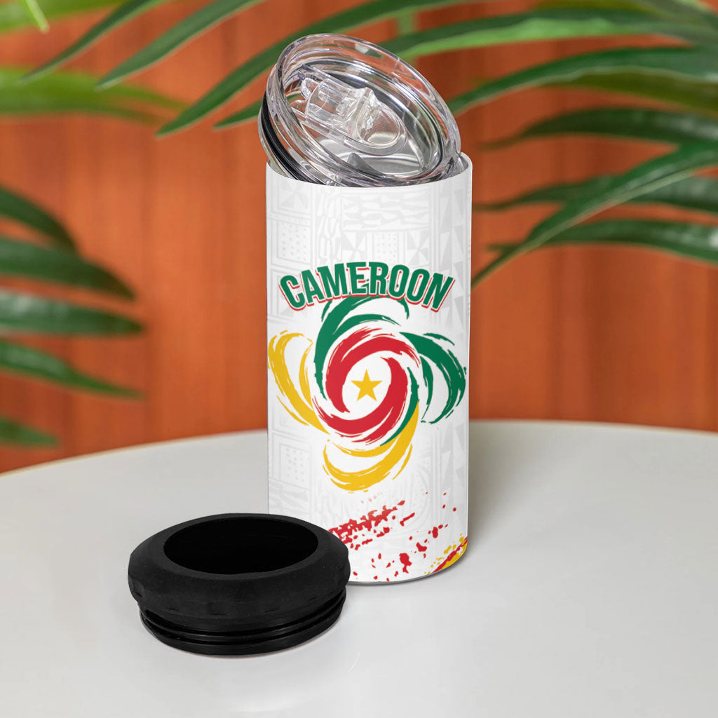 Cameroon Les Lionnes Indomptables Football Custom 4 in 1 Can Cooler Tumbler Toghu Pattern