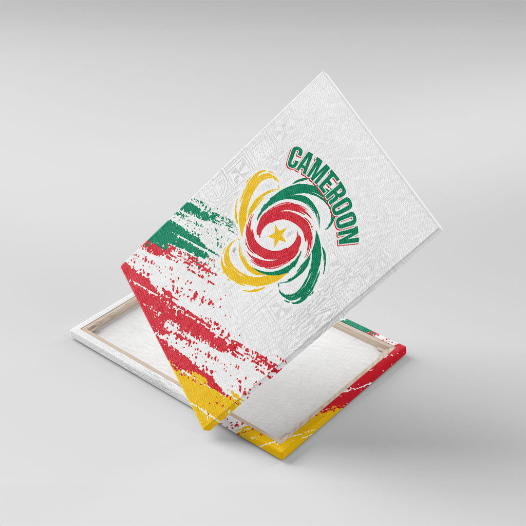 Cameroon Les Lionnes Indomptables Football Canvas Wall Art Toghu Pattern