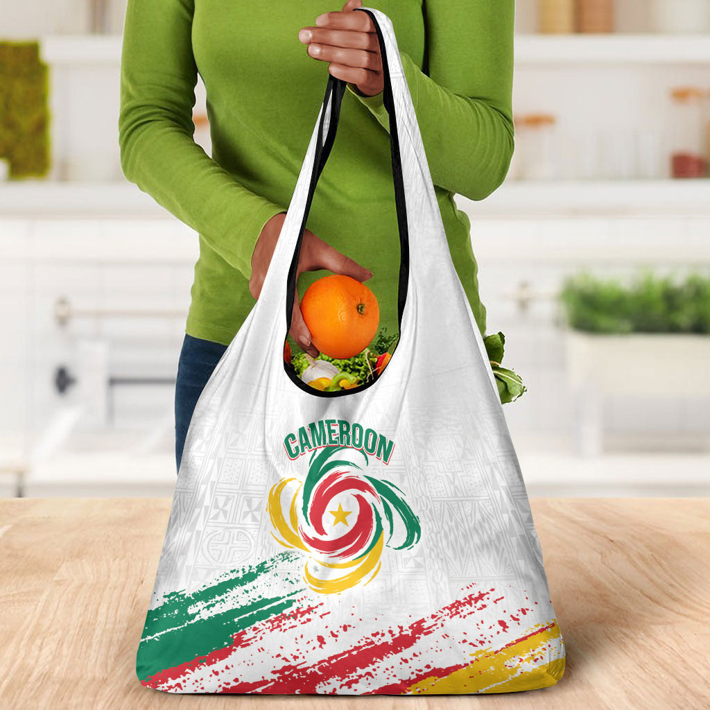 Cameroon Les Lionnes Indomptables Football Grocery Bag Toghu Pattern