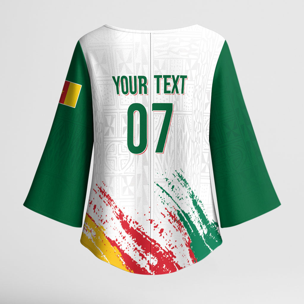 Cameroon Les Lionnes Indomptables Football Custom Kimono Sleeve Blouse Toghu Pattern