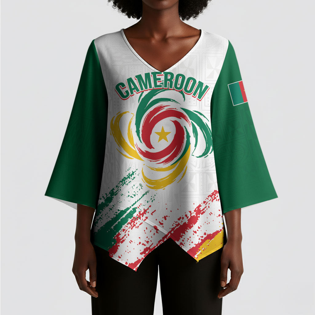 Cameroon Les Lionnes Indomptables Football Custom Kimono Sleeve Blouse Toghu Pattern