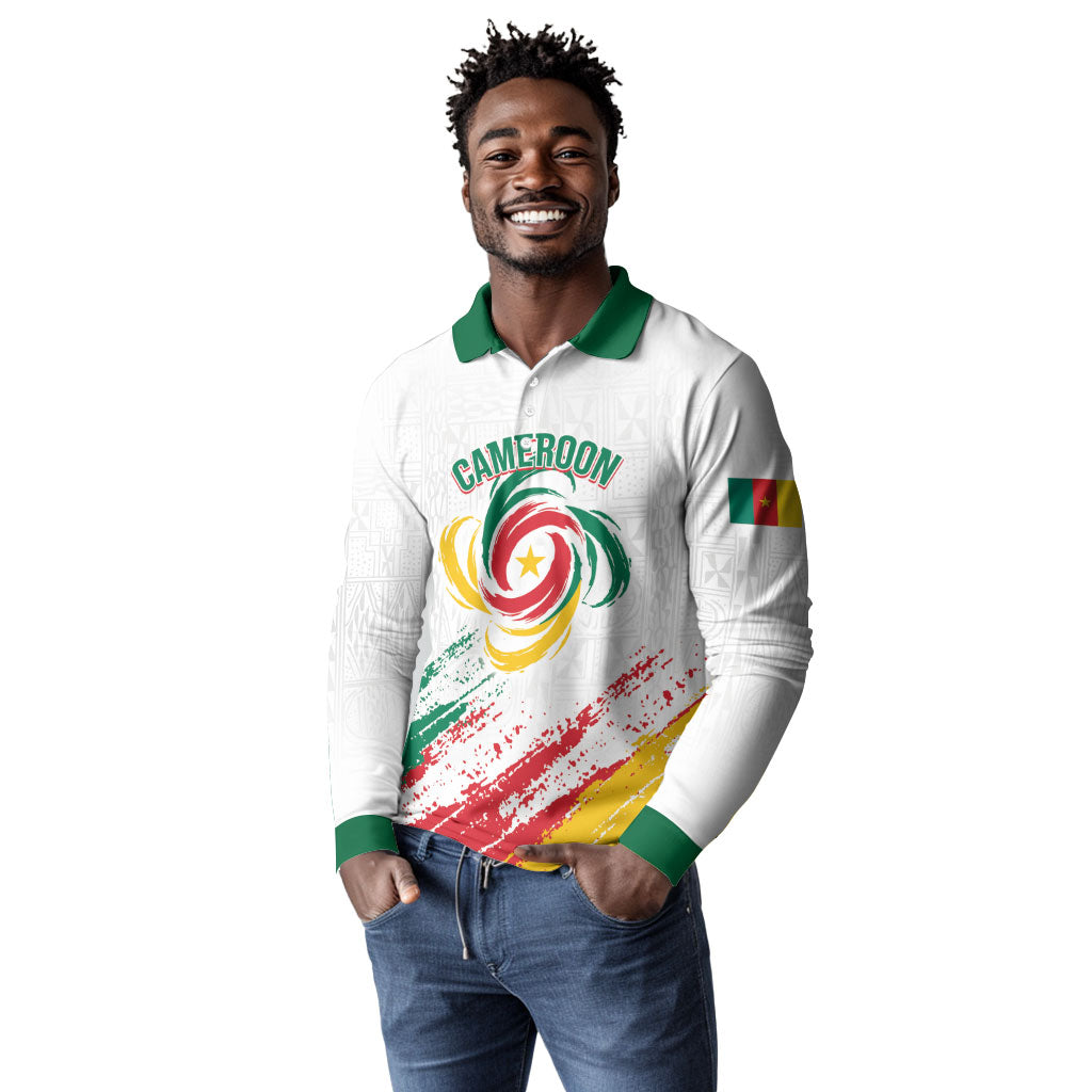 Cameroon Les Lionnes Indomptables Football Custom Long Sleeve Polo Shirt Toghu Pattern