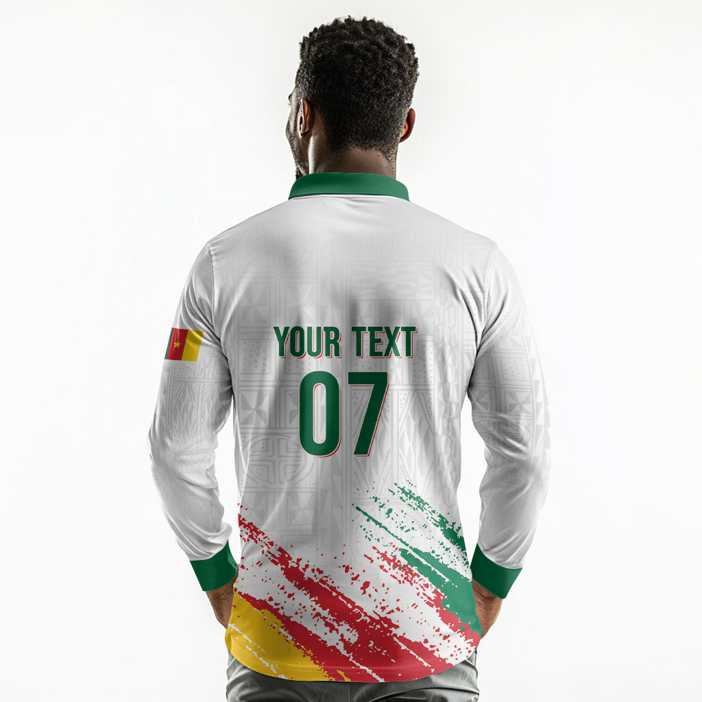 Cameroon Les Lionnes Indomptables Football Custom Long Sleeve Polo Shirt Toghu Pattern