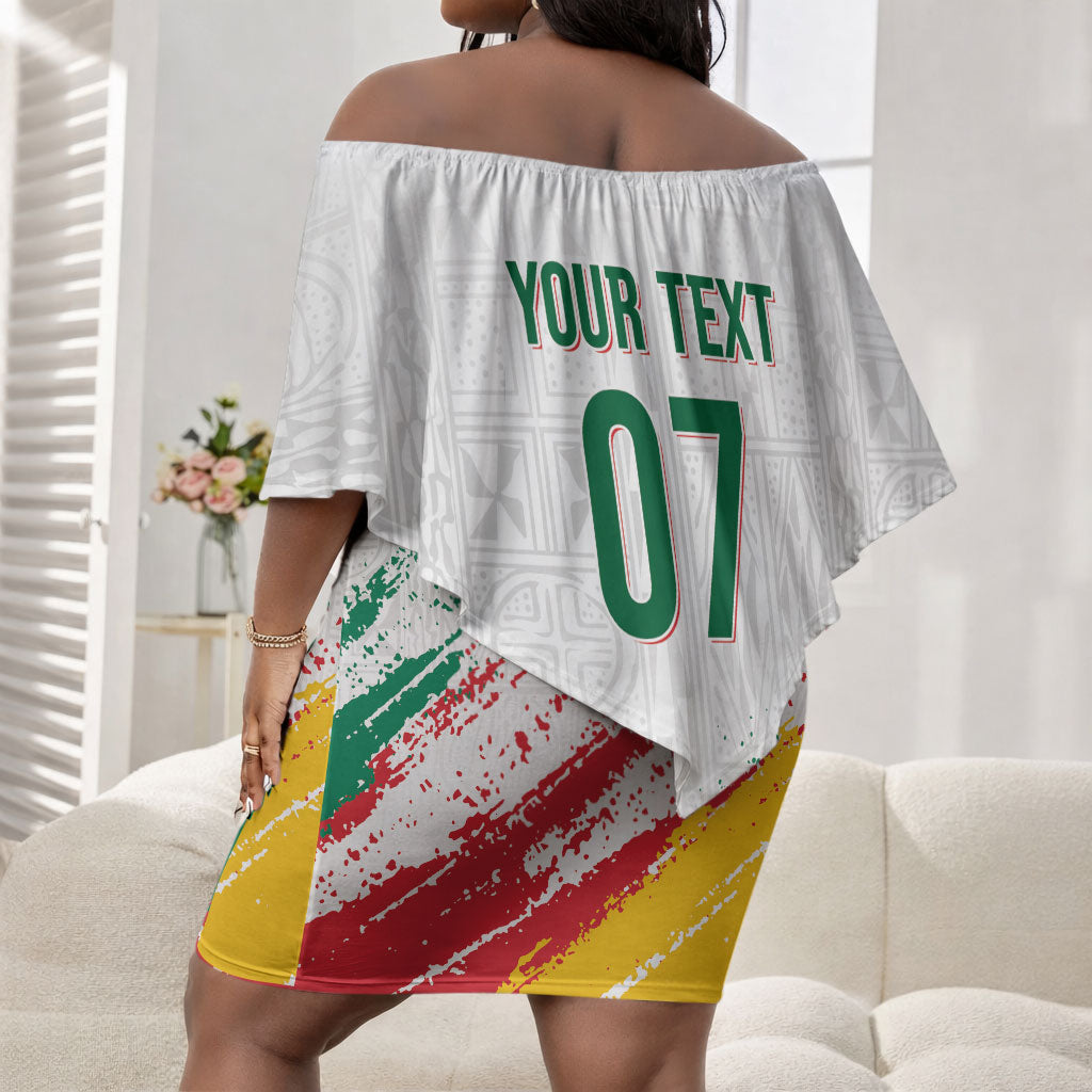 Cameroon Les Lionnes Indomptables Football Custom Off Shoulder Short Dress Toghu Pattern