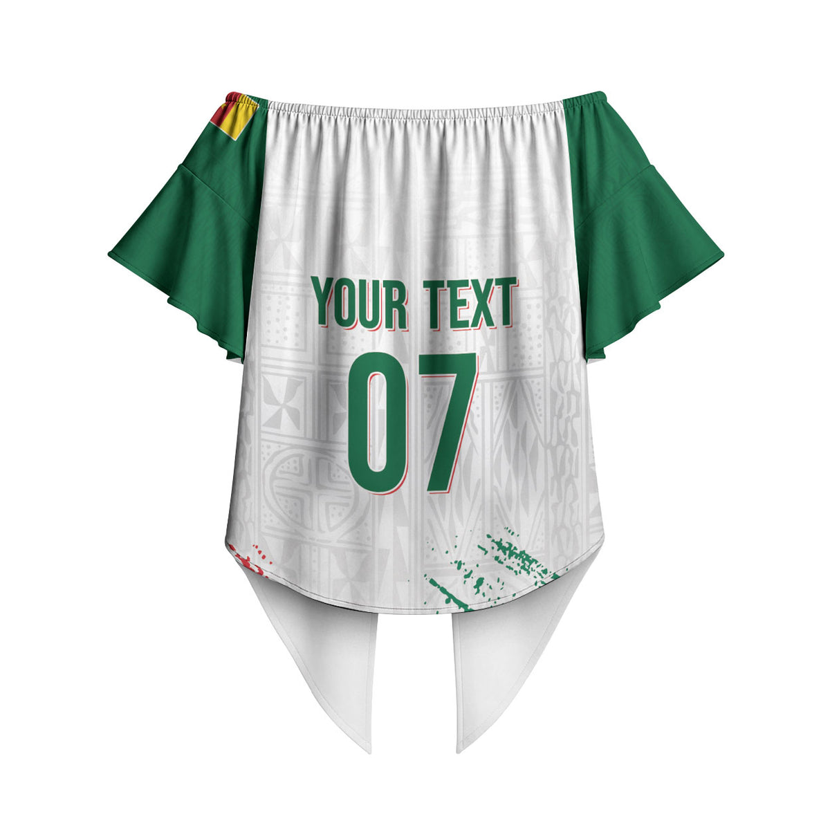 Cameroon Les Lionnes Indomptables Football Custom Off Shoulder Wrap Waist Top Toghu Pattern
