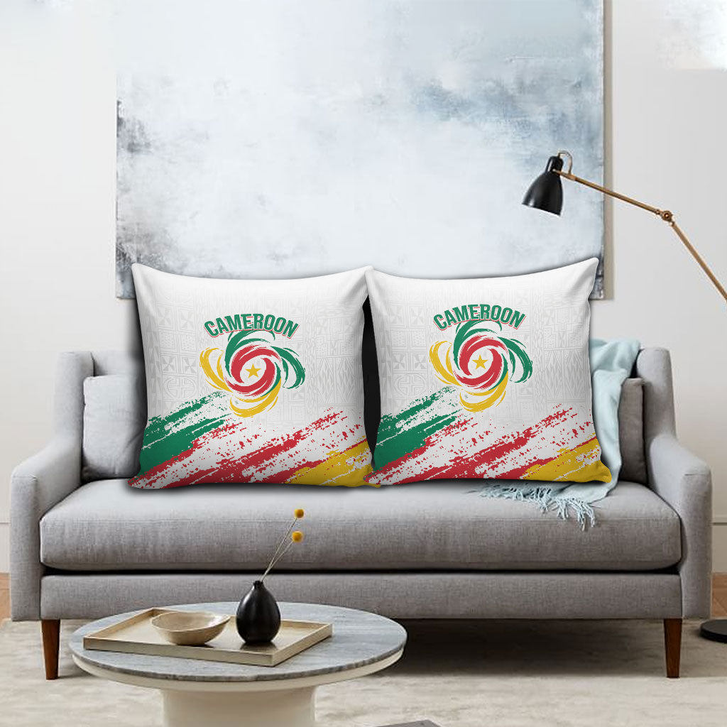 Cameroon Les Lionnes Indomptables Football Pillow Cover Toghu Pattern