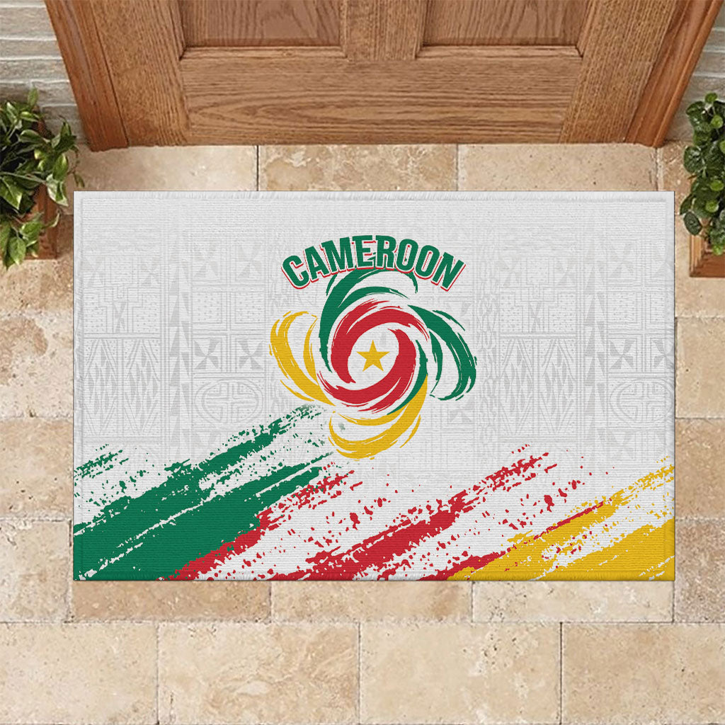 Cameroon Les Lionnes Indomptables Football Rubber Doormat Toghu Pattern