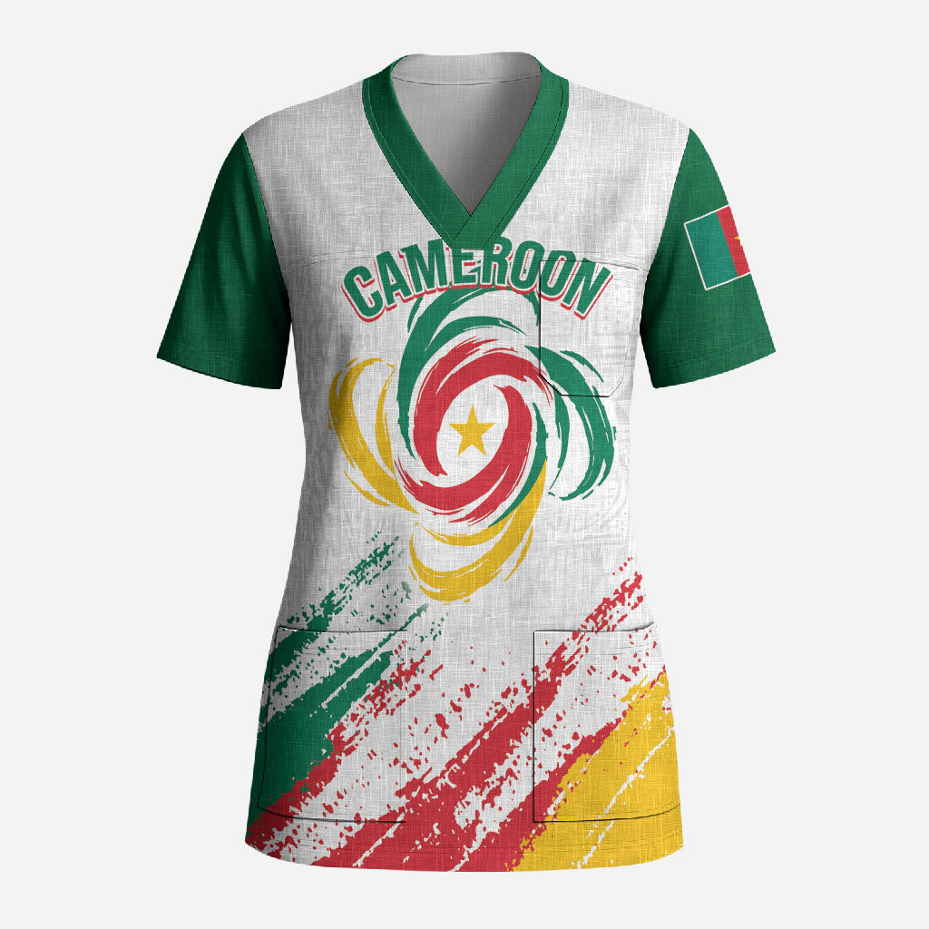 Cameroon Les Lionnes Indomptables Football Custom Scrub Top Toghu Pattern