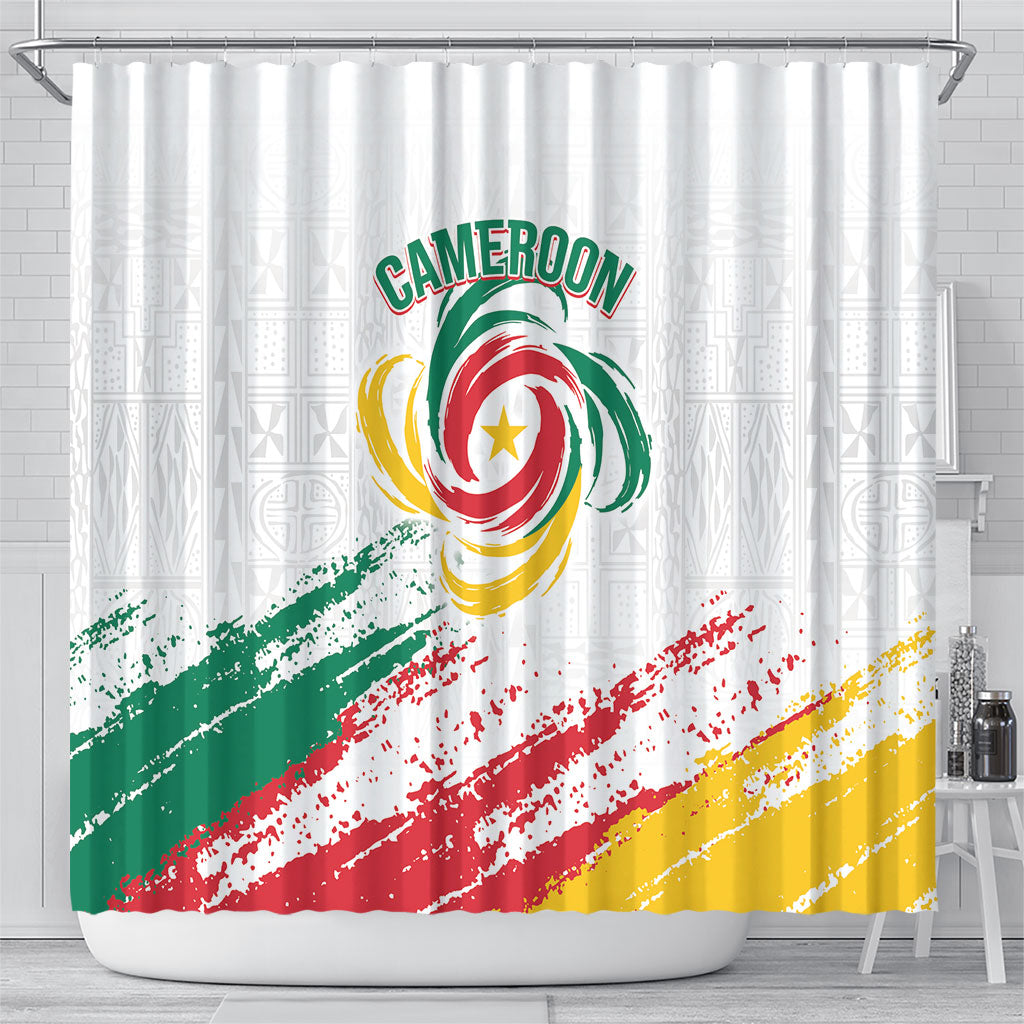 Cameroon Les Lionnes Indomptables Football Shower Curtain Toghu Pattern