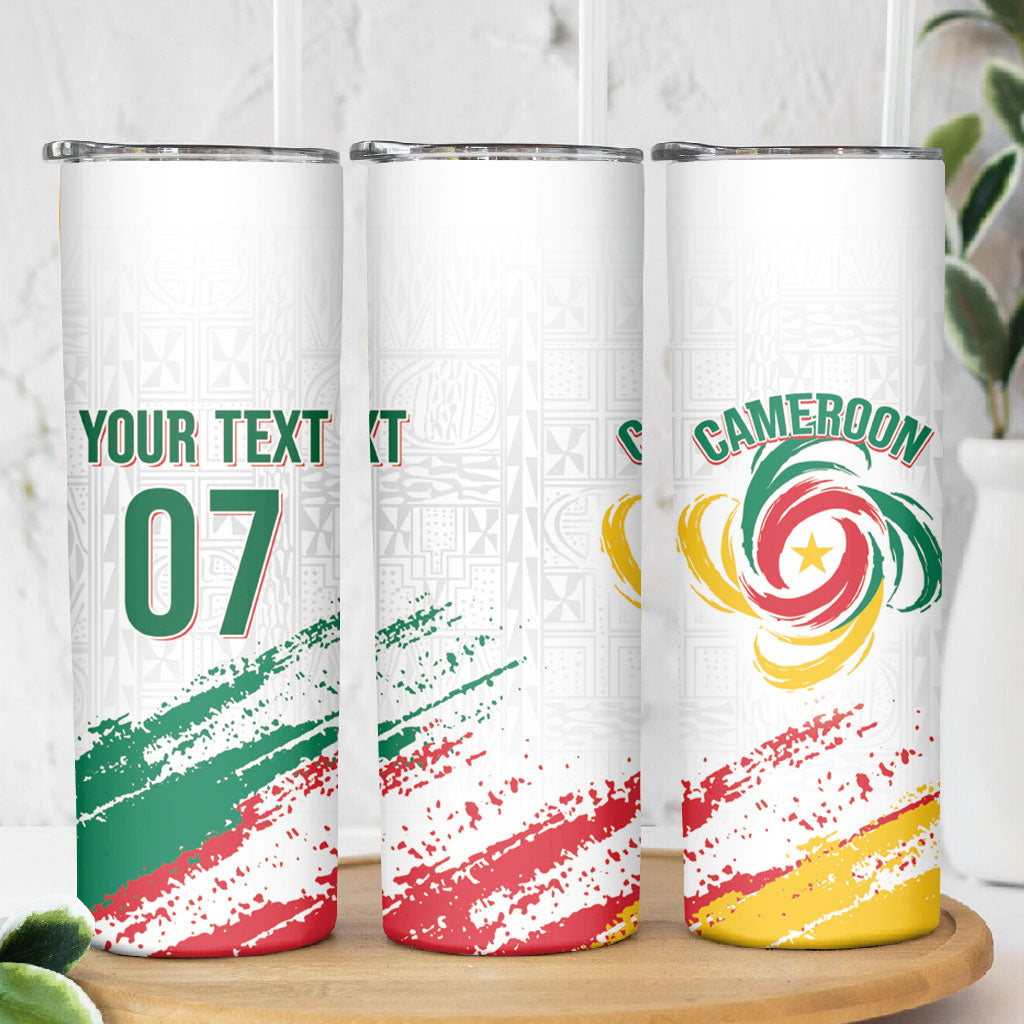 Cameroon Les Lionnes Indomptables Football Custom Skinny Tumbler Toghu Pattern