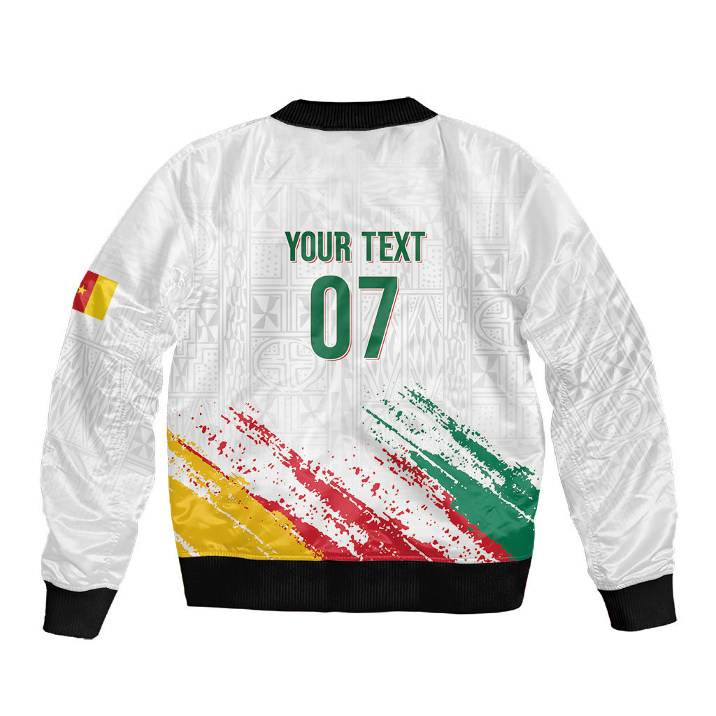 Cameroon Les Lionnes Indomptables Football Custom Sleeve Zip Bomber Jacket Toghu Pattern