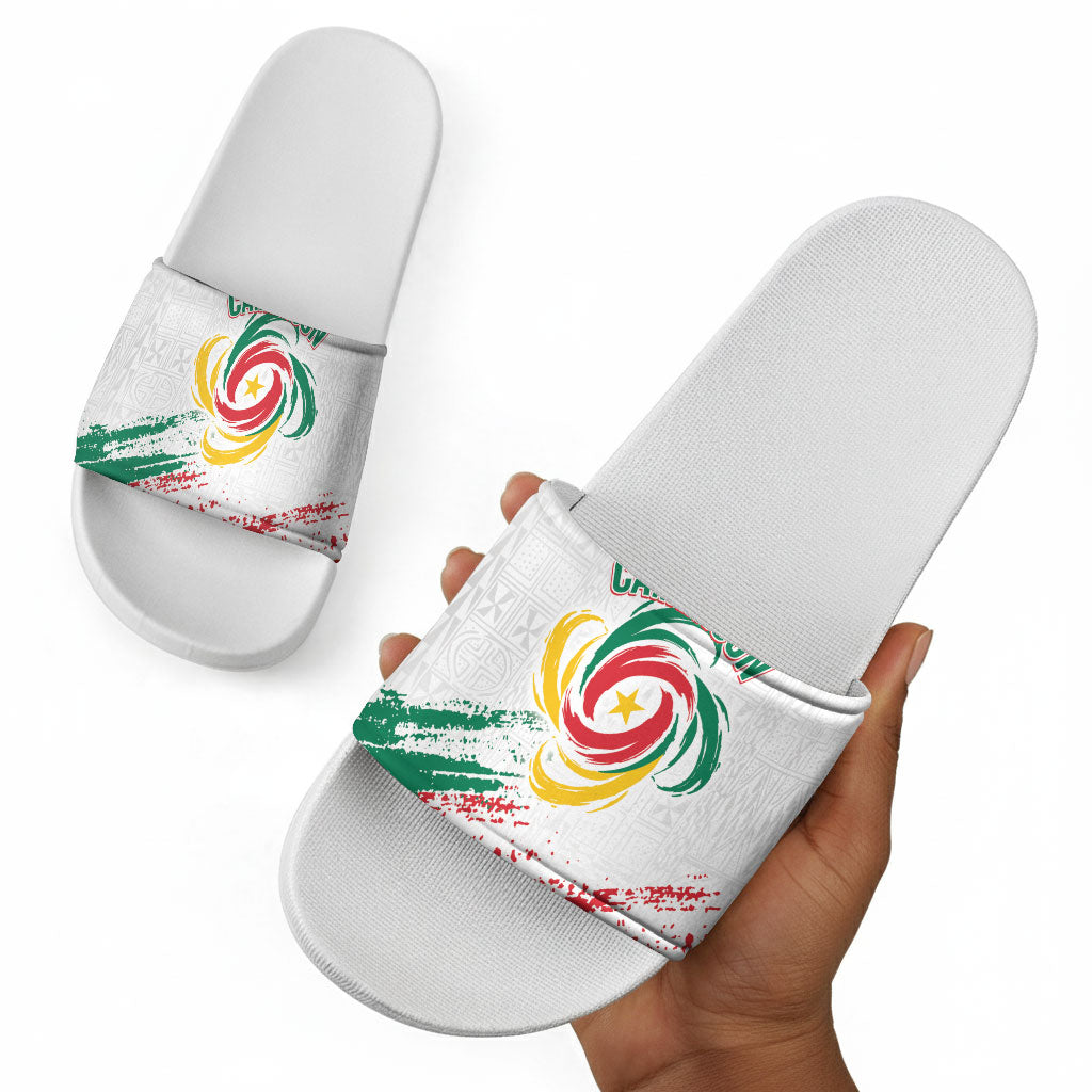 Cameroon Les Lionnes Indomptables Football Slide Sandals Toghu Pattern
