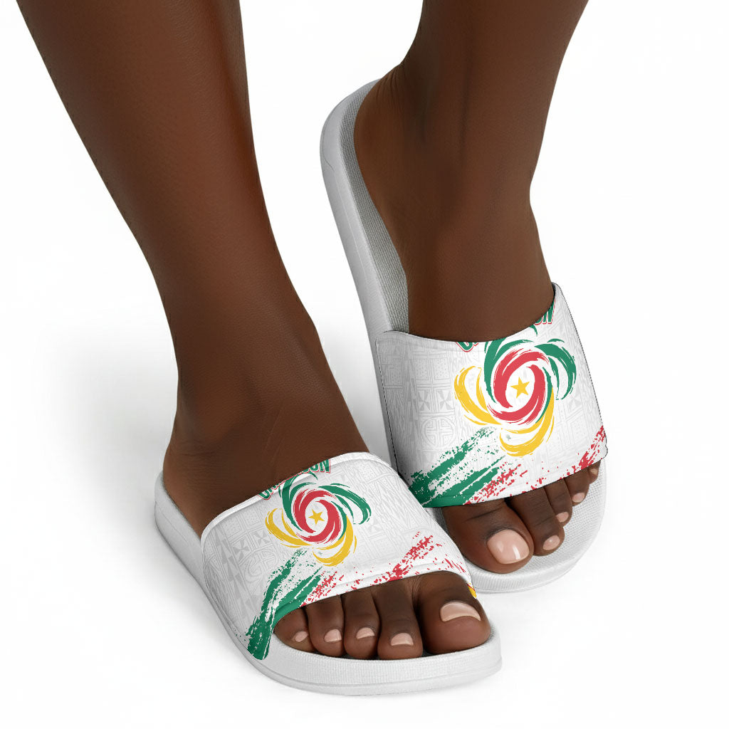 Cameroon Les Lionnes Indomptables Football Slide Sandals Toghu Pattern