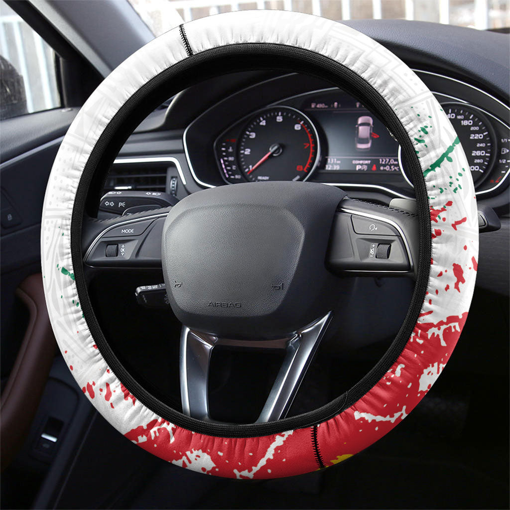 Cameroon Les Lionnes Indomptables Football Steering Wheel Cover Toghu Pattern