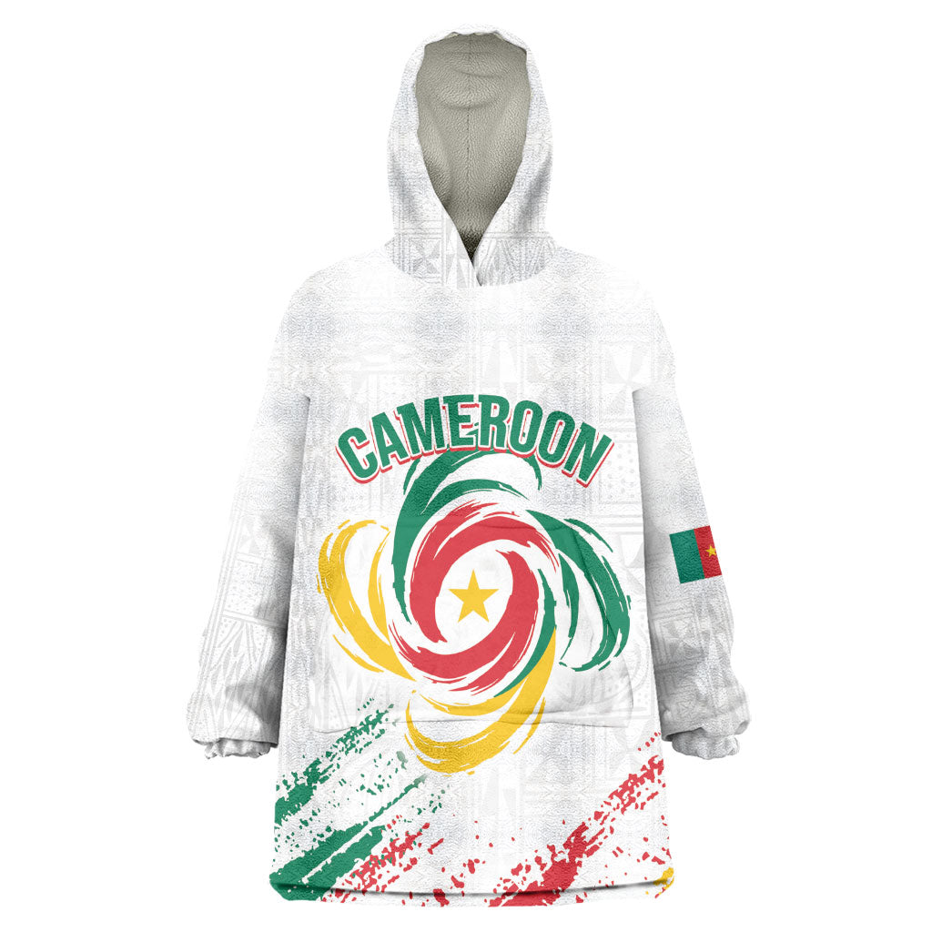 Cameroon Les Lionnes Indomptables Football Custom Wearable Blanket Hoodie Toghu Pattern