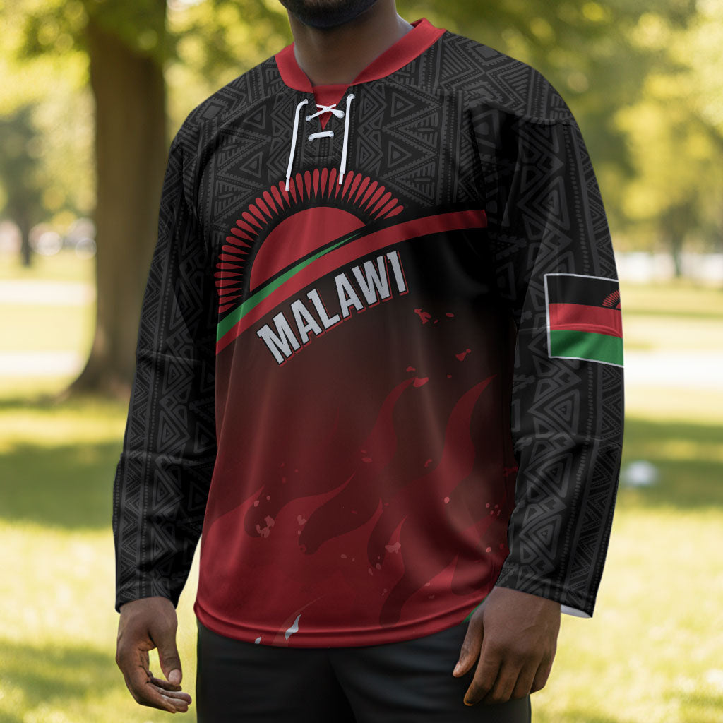 Malawi Football Personalized Blazing Fires Hockey Jersey Scorchers Fighting