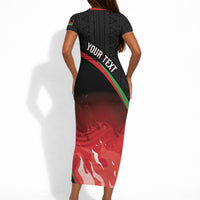 Malawi Football Personalized Blazing Fires Short Sleeve Bodycon Dress Scorchers Fighting