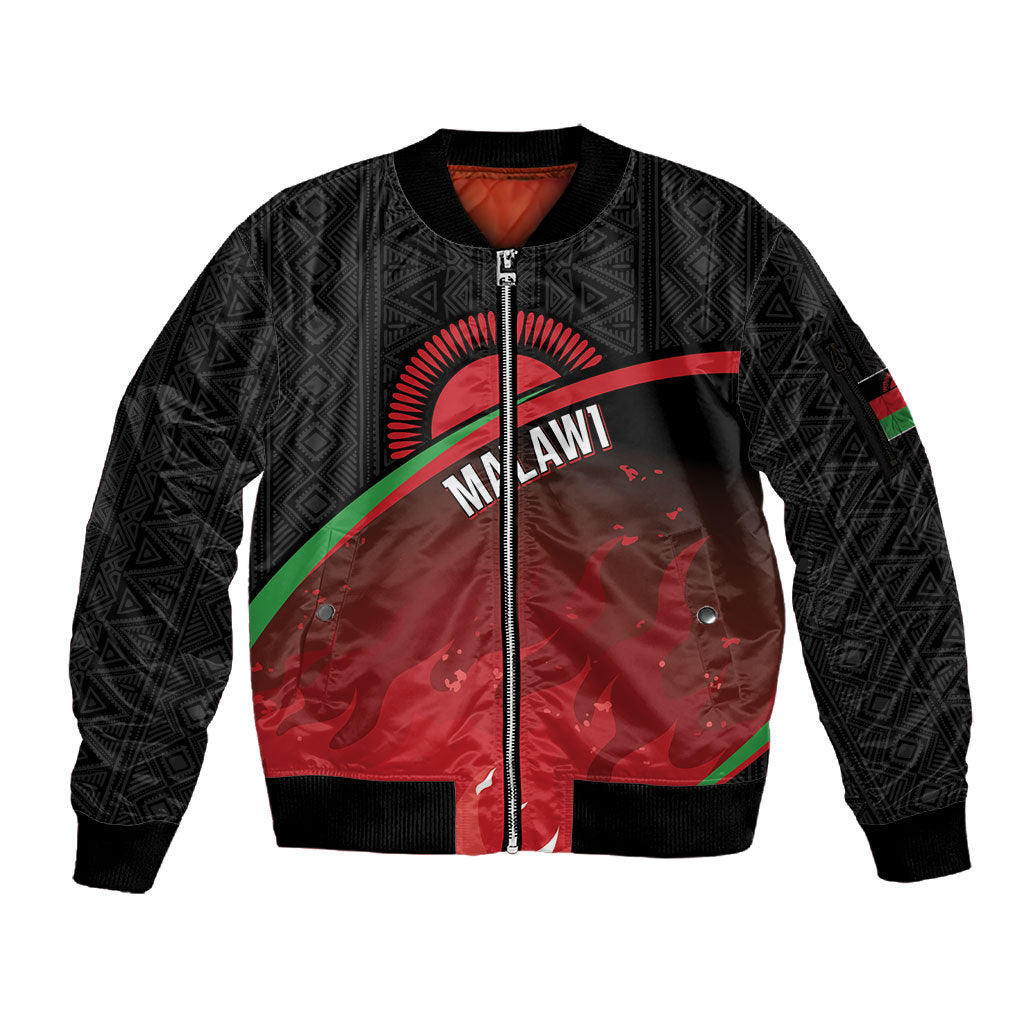 Malawi Football Personalized Blazing Fires Sleeve Zip Bomber Jacket Scorchers Fighting