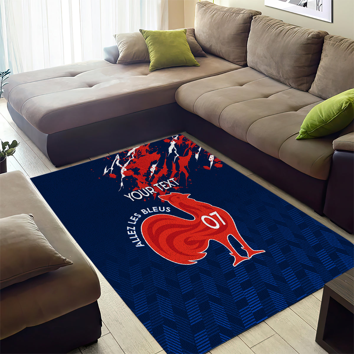Personalised France Rugby Area Rug 2023 World Cup Allez Les Bleus Grunge Style LT7 - Wonder Print Shop