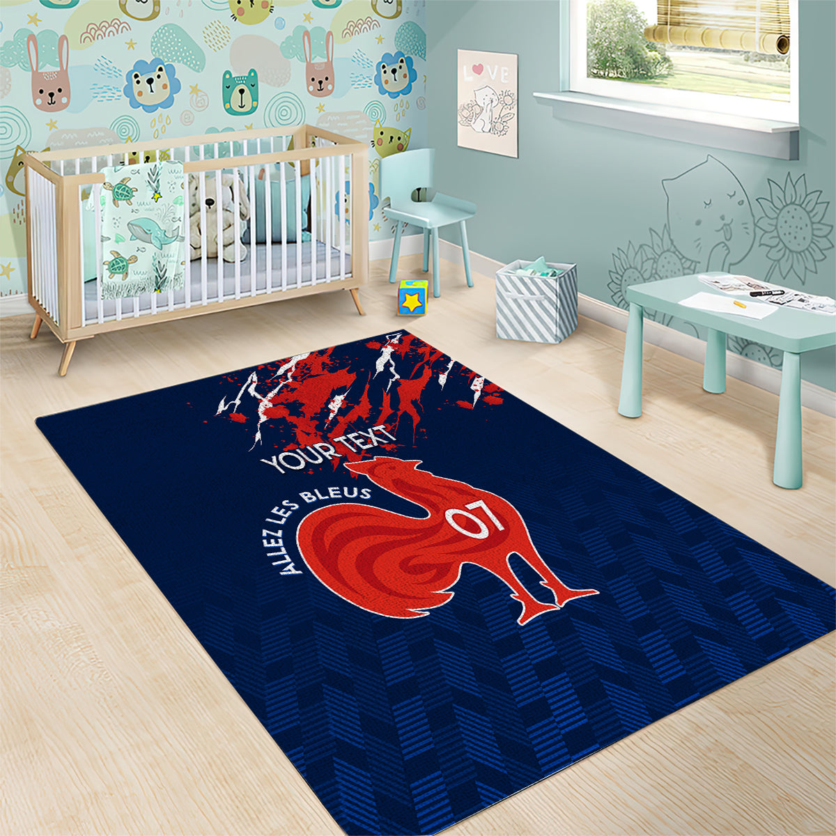 Personalised France Rugby Area Rug 2023 World Cup Allez Les Bleus Grunge Style LT7 - Wonder Print Shop