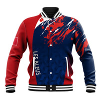 Personalised France Rugby Baseball Jacket 2023 World Cup Allez Les Bleus Grunge Style LT7 - Wonder Print Shop