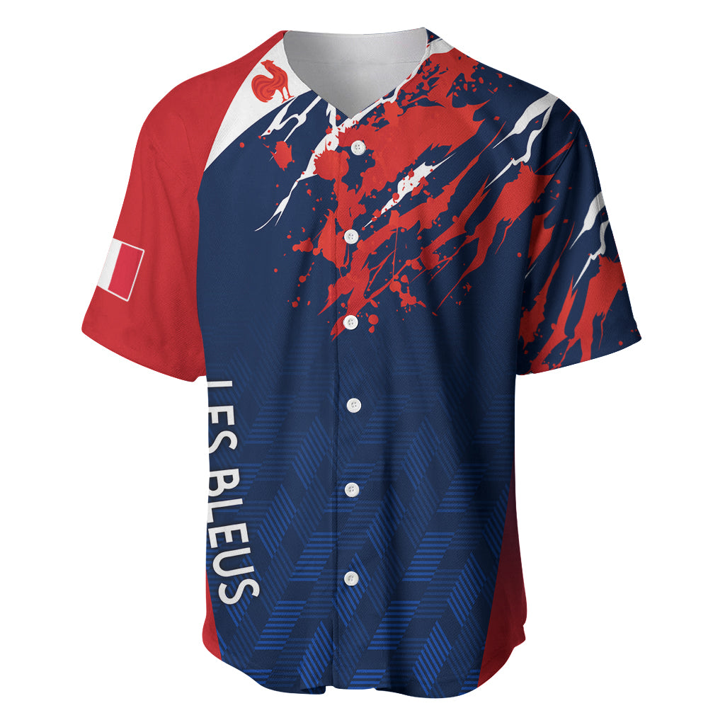 Personalised France Rugby Baseball Jersey 2023 World Cup Allez Les Bleus Grunge Style LT7 - Wonder Print Shop