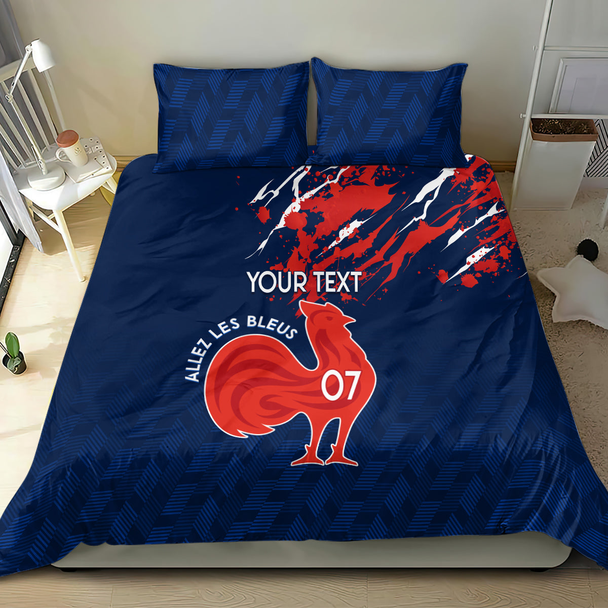 Personalised France Rugby Bedding Set 2023 World Cup Allez Les Bleus Grunge Style LT7 - Wonder Print Shop