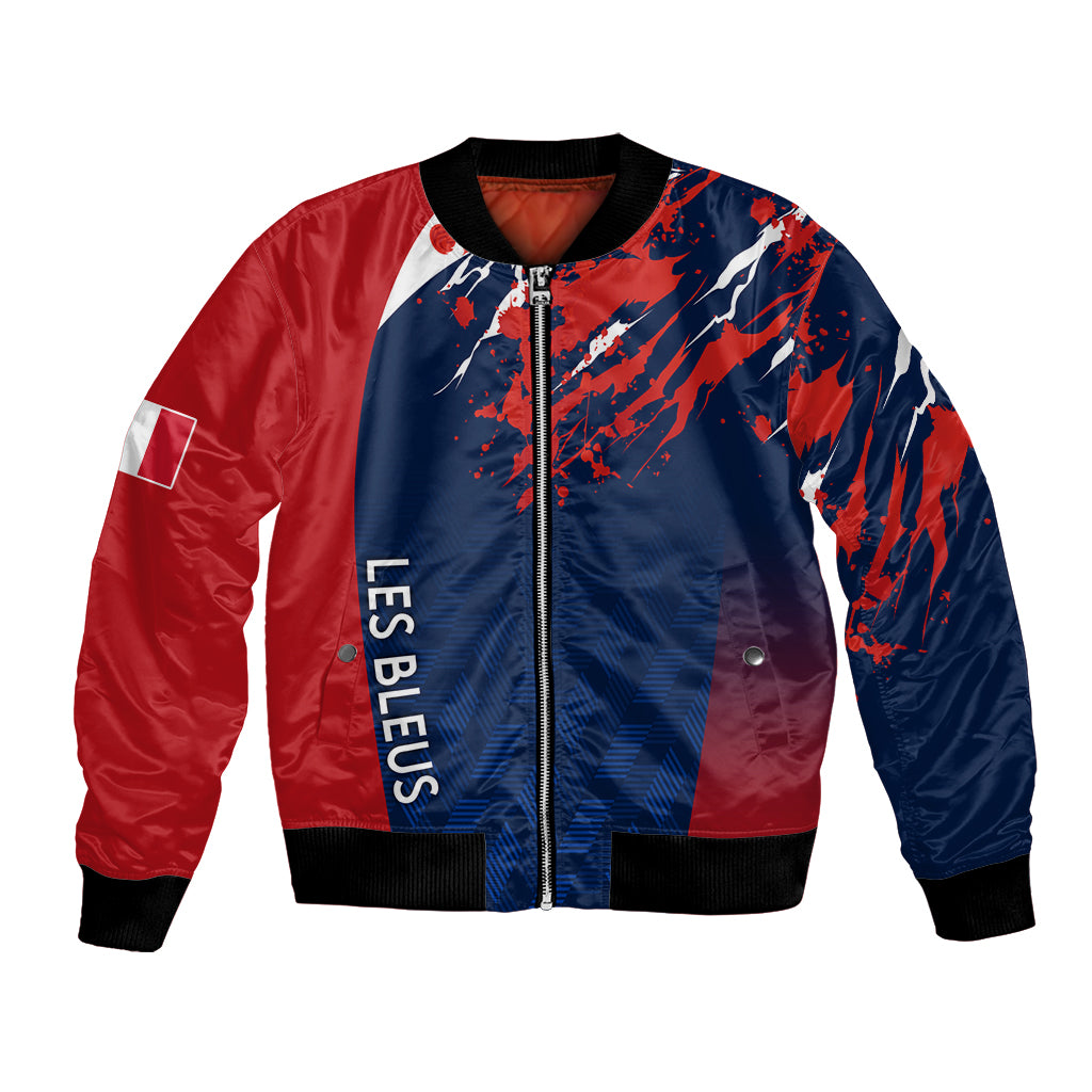Personalised France Rugby Bomber Jacket 2023 World Cup Allez Les Bleus Grunge Style LT7 - Wonder Print Shop