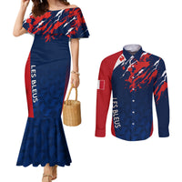 personalised-france-rugby-couples-matching-mermaid-dress-and-long-sleeve-button-shirts-2023-world-cup-allez-les-bleus-grunge-style
