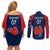 Personalised France Rugby Couples Matching Off Shoulder Short Dress and Long Sleeve Button Shirts 2023 World Cup Allez Les Bleus Grunge Style LT7 - Wonder Print Shop
