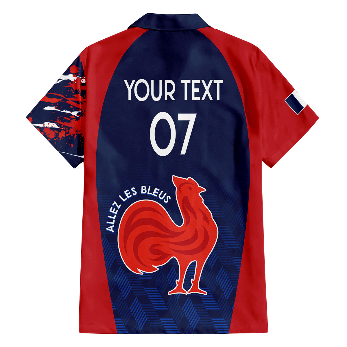 Personalised France Rugby Family Matching Tank Maxi Dress and Hawaiian Shirt 2023 World Cup Allez Les Bleus Grunge Style - Wonder Print Shop