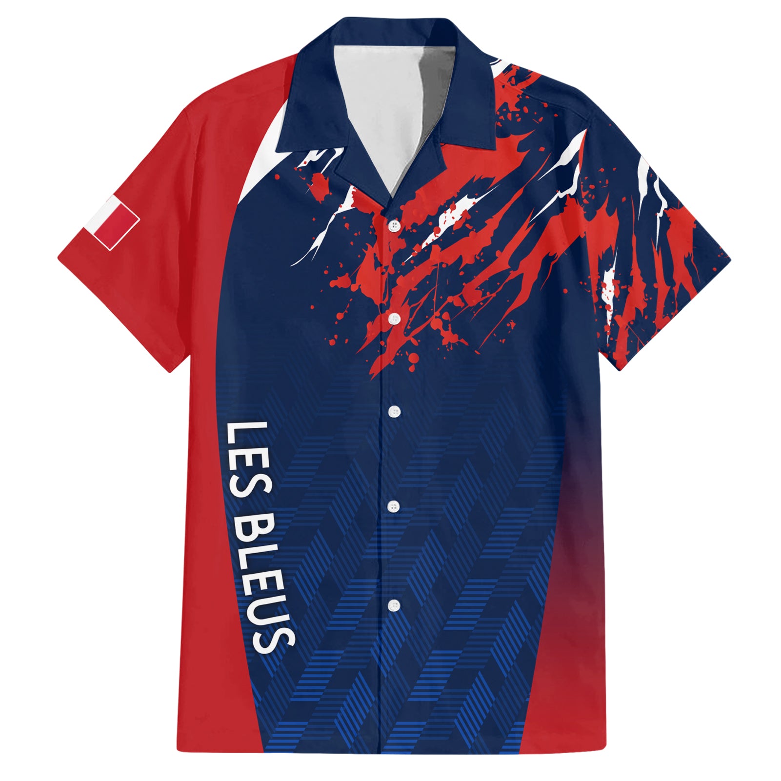 Personalised France Rugby Hawaiian Shirt 2023 World Cup Allez Les Bleus Grunge Style - Wonder Print Shop