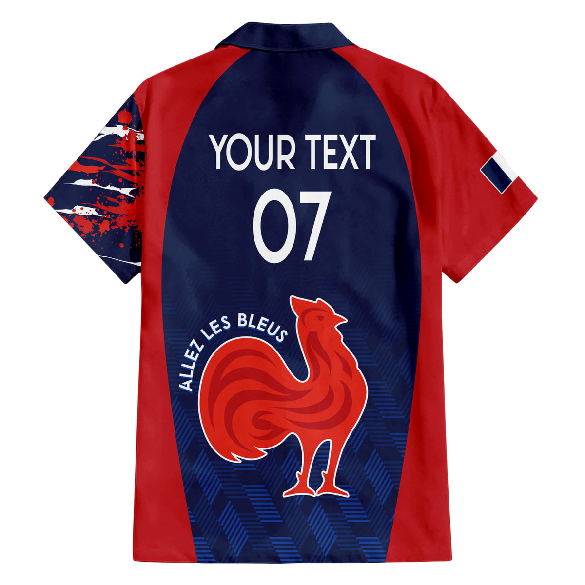 Personalised France Rugby Hawaiian Shirt 2023 World Cup Allez Les Bleus Grunge Style - Wonder Print Shop