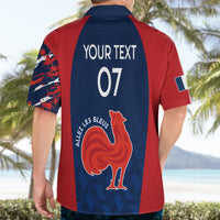Personalised France Rugby Hawaiian Shirt 2023 World Cup Allez Les Bleus Grunge Style - Wonder Print Shop