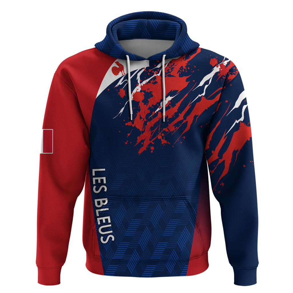Personalised France Rugby Hoodie 2023 World Cup Allez Les Bleus Grunge Style - Wonder Print Shop