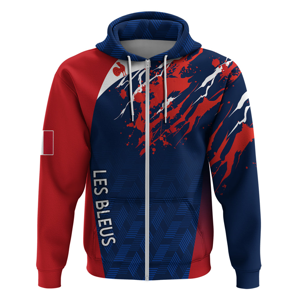Personalised France Rugby Hoodie 2023 World Cup Allez Les Bleus Grunge Style - Wonder Print Shop