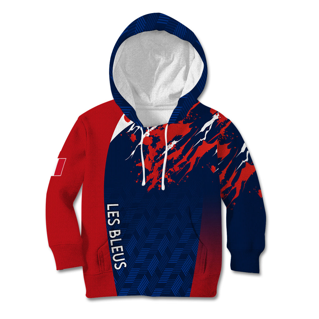 Personalised France Rugby Kid Hoodie 2023 World Cup Allez Les Bleus Grunge Style - Wonder Print Shop