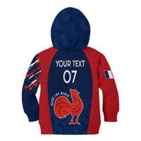 Personalised France Rugby Kid Hoodie 2023 World Cup Allez Les Bleus Grunge Style - Wonder Print Shop