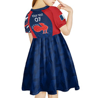Personalised France Rugby Kid Short Sleeve Dress 2023 World Cup Allez Les Bleus Grunge Style - Wonder Print Shop