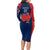 Personalised France Rugby Long Sleeve Bodycon Dress 2023 World Cup Allez Les Bleus Grunge Style - Wonder Print Shop