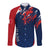 Personalised France Rugby Long Sleeve Button Shirt 2023 World Cup Allez Les Bleus Grunge Style - Wonder Print Shop