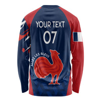 Personalised France Rugby Long Sleeve Shirt 2023 World Cup Allez Les Bleus Grunge Style - Wonder Print Shop