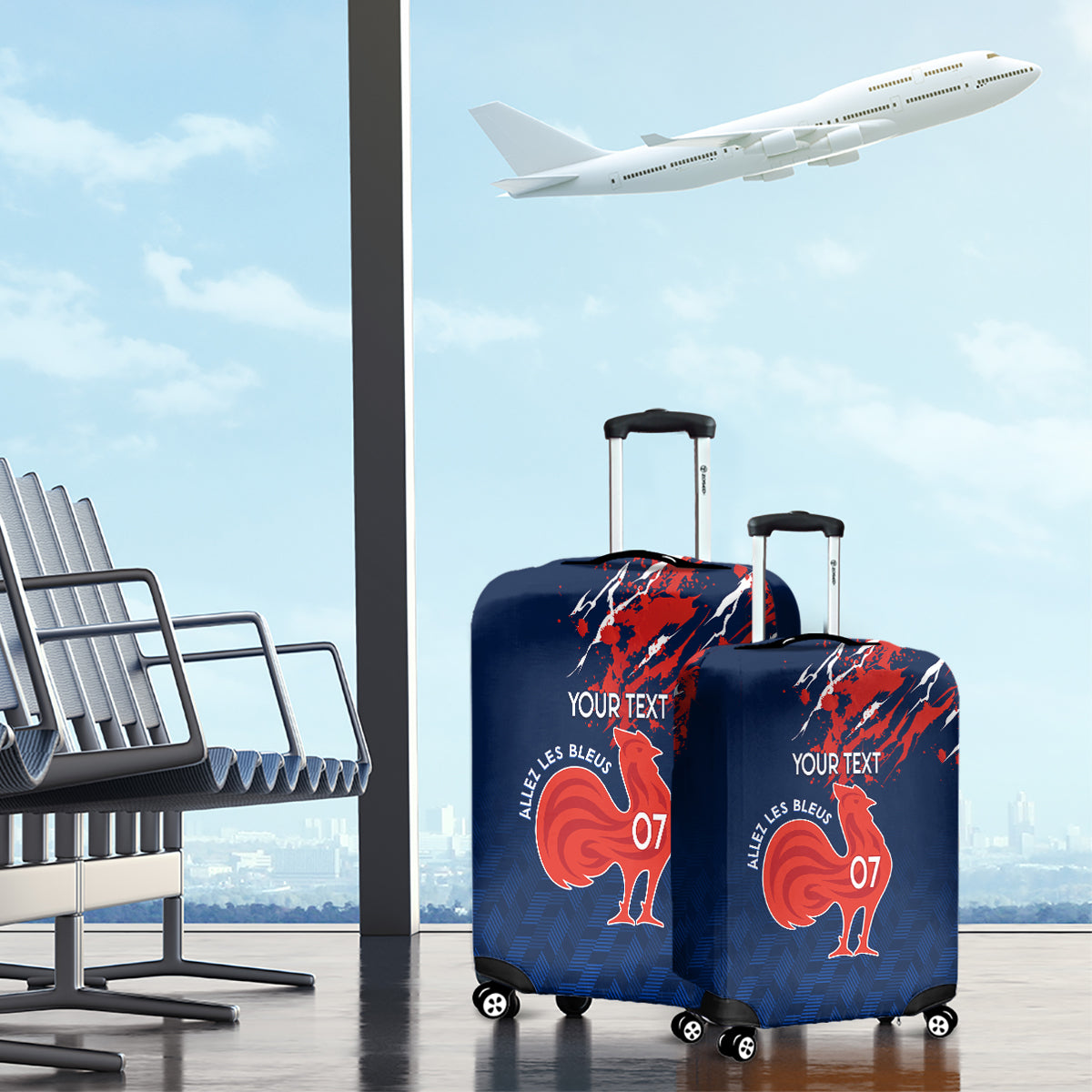 Personalised France Rugby Luggage Cover 2023 World Cup Allez Les Bleus Grunge Style - Wonder Print Shop