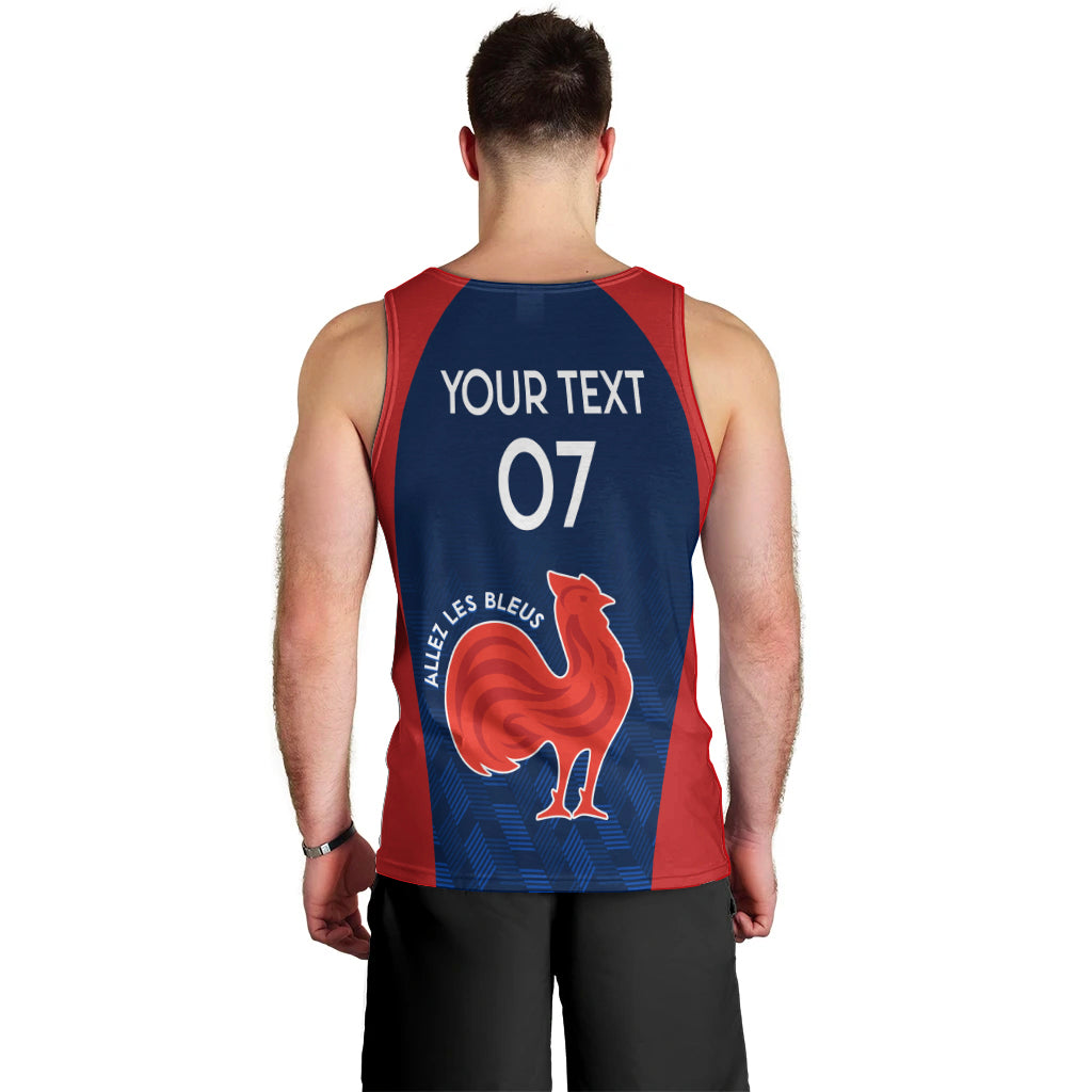 Personalised France Rugby Men Tank Top 2023 World Cup Allez Les Bleus Grunge Style - Wonder Print Shop